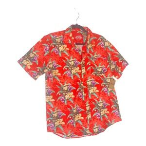 New Angry Orchard Shirt Men Size Large Hard Cider Stretch Floral Hawaiian Button